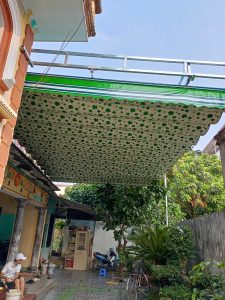 bạt mái xếp: bể bơi